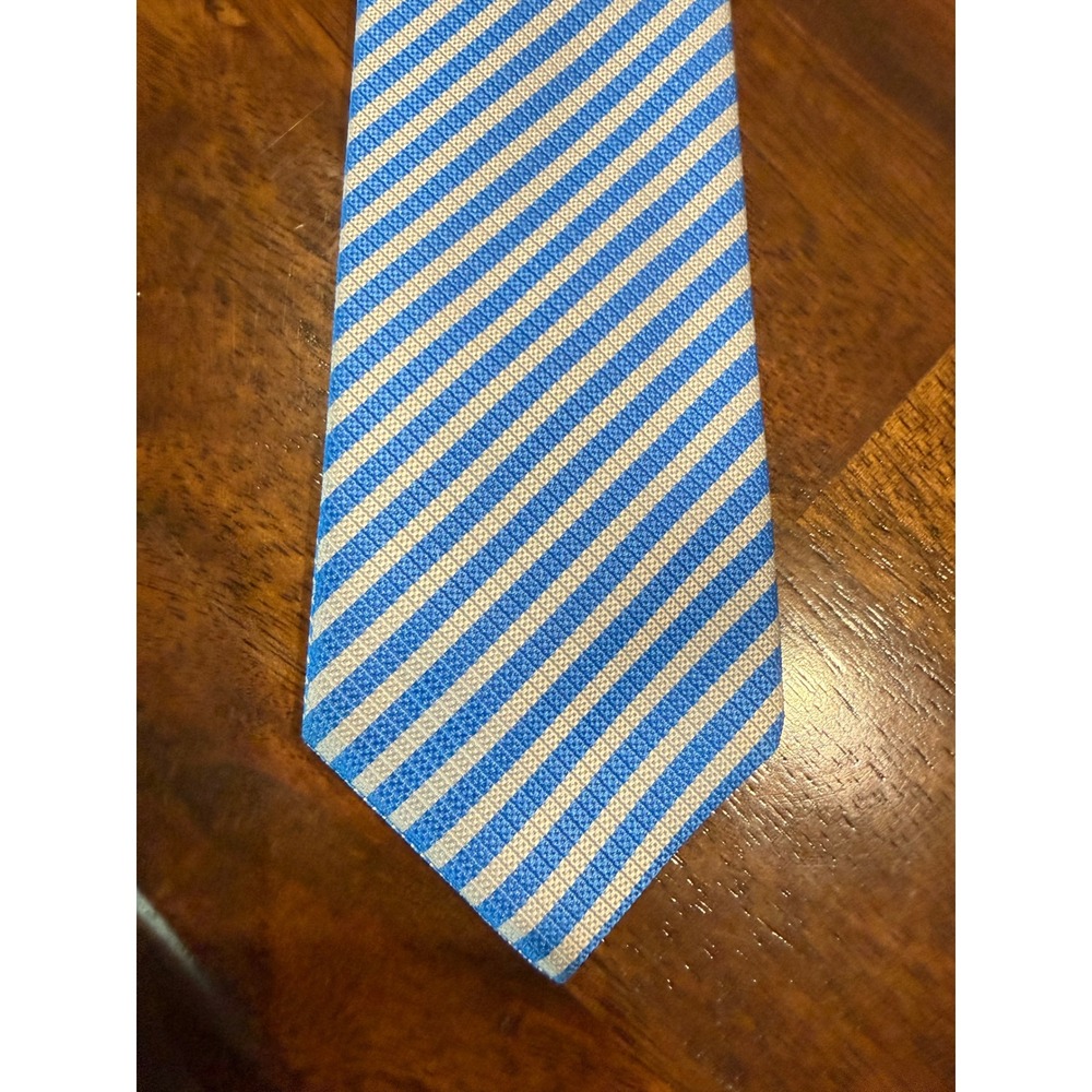 Mens Light Blue Geometric Woven Silk Necktie Striped Tail Formal Business Tie